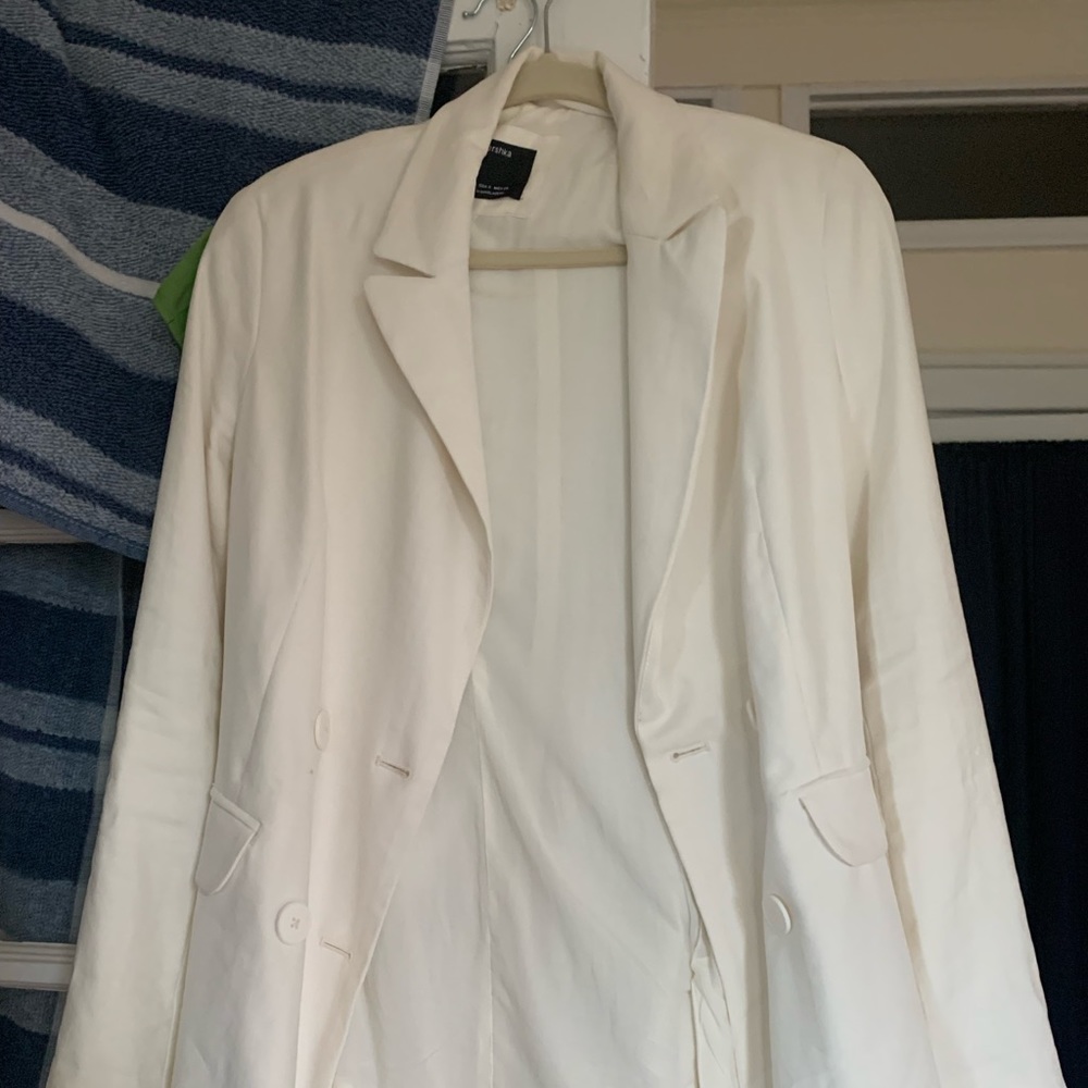 Bershka white linen oversized blazer